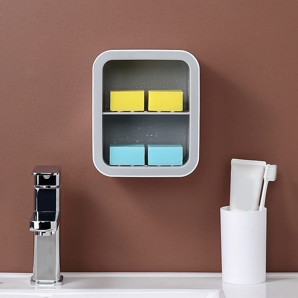 Estante Baño Jabonera 2 Niveles Doble Piso Pared Con Drenaje - Imagen 7