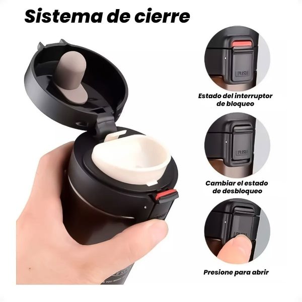 Vaso Térmico Mug 380ml Termo Tapa Cafe Té Acero Inoxidable - Imagen 2