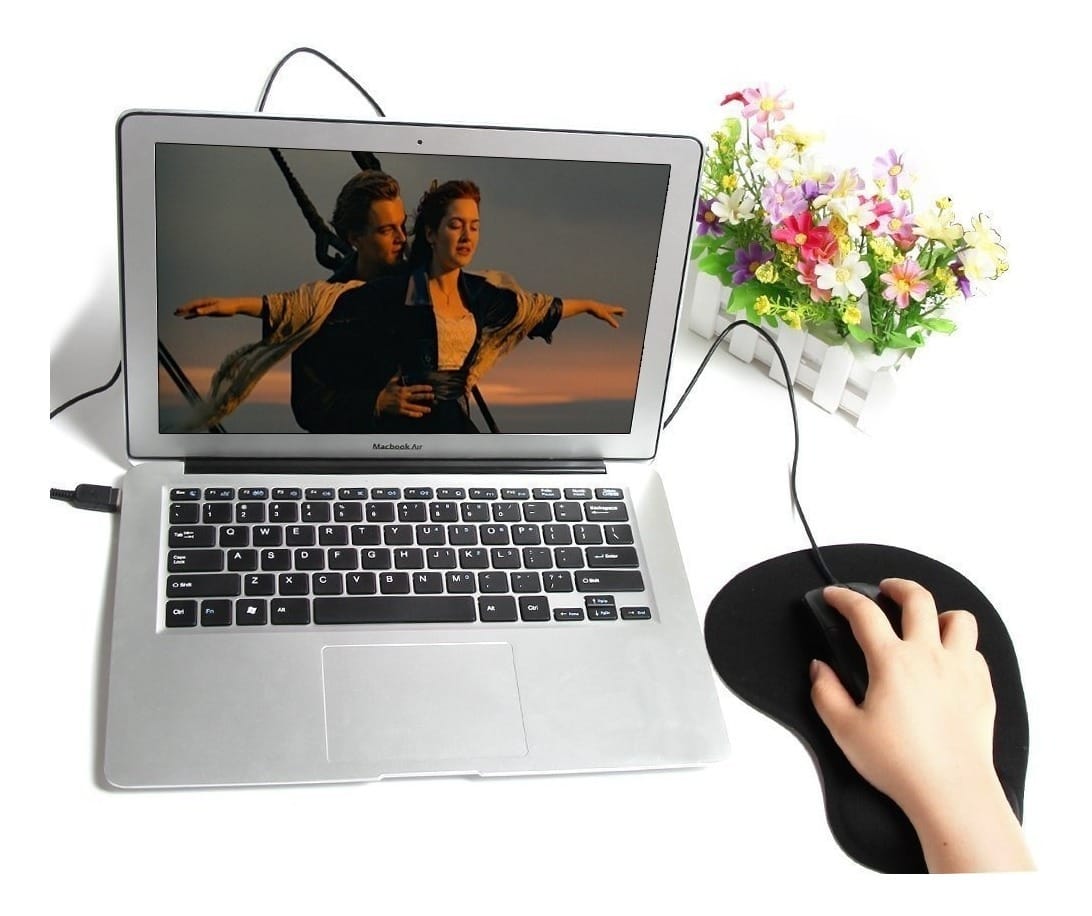 Mouse Pad Negro Con Gel Para Apoyar Muñeca Cómodo Ergonomico - Imagen 3