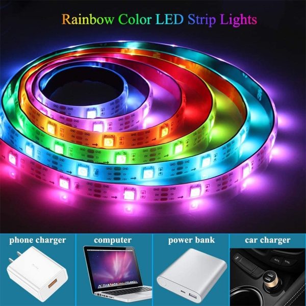 Cinta Rgb Tira Led Usb 5050 Colores 2 Metros C/ Control Tv - Imagen 2