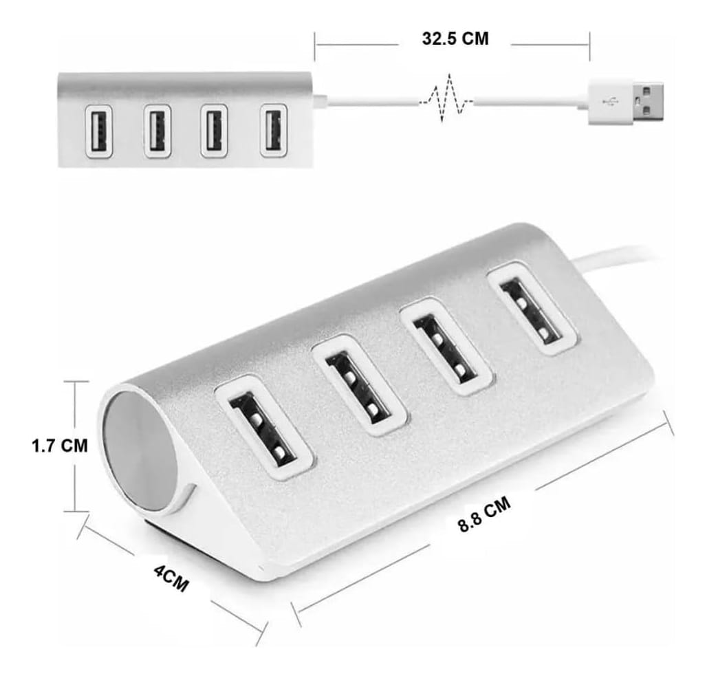 Hub Usb 3.0 De Aluminio 4 Puertos Premium Con Cable Blindado - Imagen 4