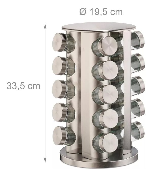 Especiero Giratorio Vertical 20 Frascos Vidrio Acero Inox - Imagen 7