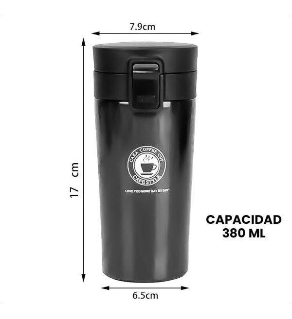 Vaso Térmico Mug 380ml Termo Tapa Cafe Té Acero Inoxidable - Imagen 7