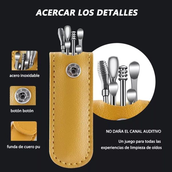 Kit De Limpieza Para Oído En Funda 6 Piezas Acero Inoxidable - Imagen 5