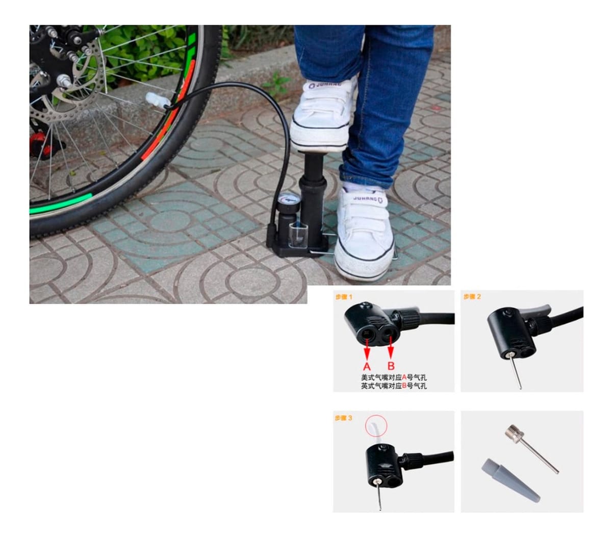 Inflador Rapido Alta Presion Bicicleta Moto Auto Deportes - Imagen 4