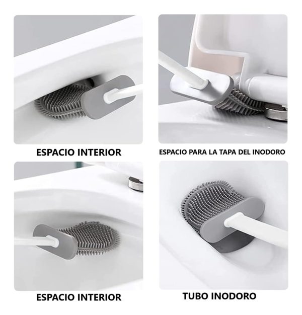 Escobilla Cepillo En Silicona Adhesivo Pared Para Inodoro - Imagen 4