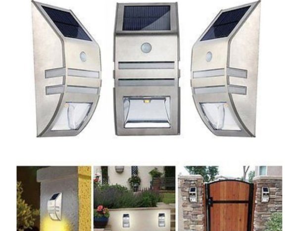 Foco Led Solar Aluminio Luz Sensor Movimiento Lampara Pared - Imagen 3