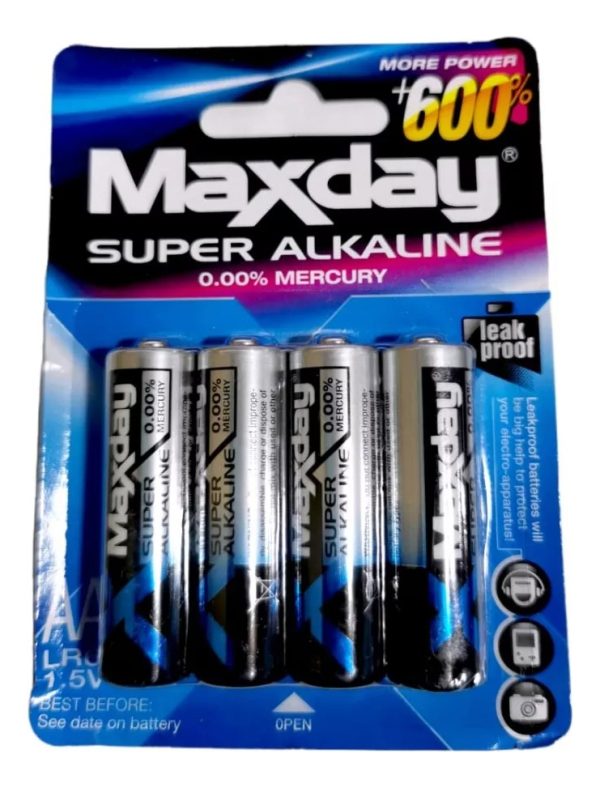 Pilas Alcalinas Baterias Maxday Aa Blister 4 Unidades 1,5v