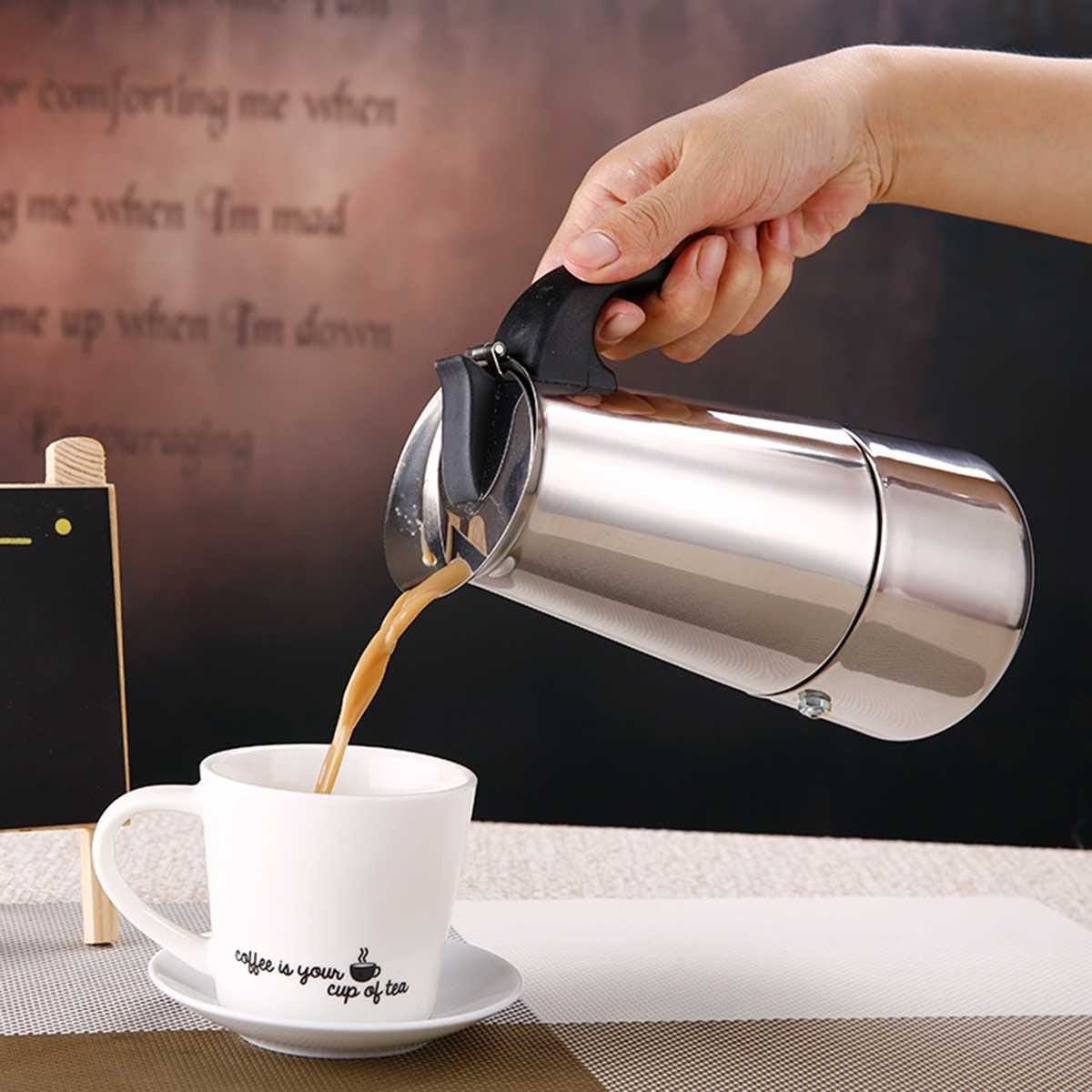 Cafetera Italiana Moderna 6 Tazas Acero Inoxidable Expreso - Imagen 2