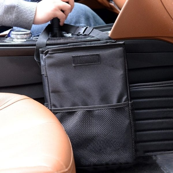 Tacho De Basura Y Organizador Para Auto 2 En 1 Con Tapa - Imagen 5