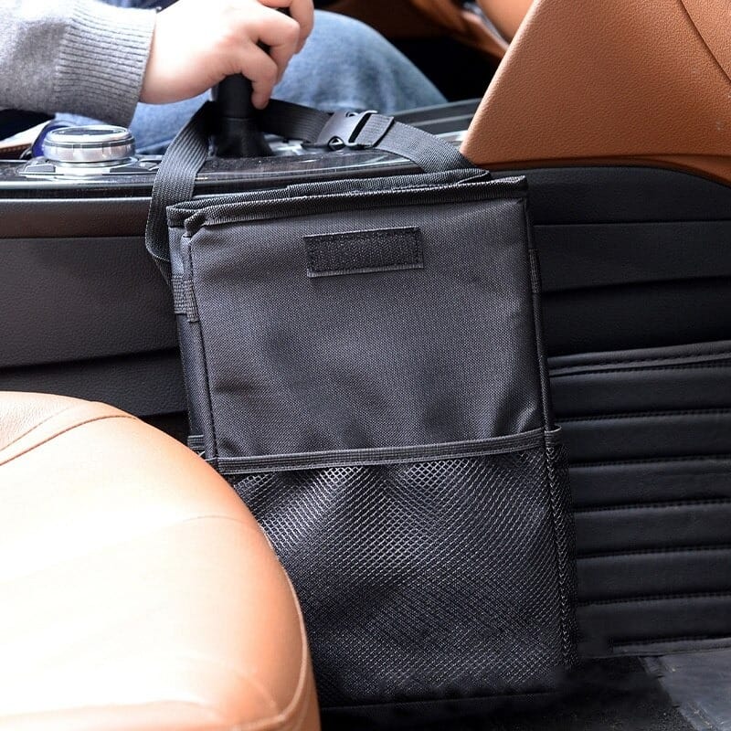 Tacho De Basura Y Organizador Para Auto 2 En 1 Con Tapa - Imagen 5