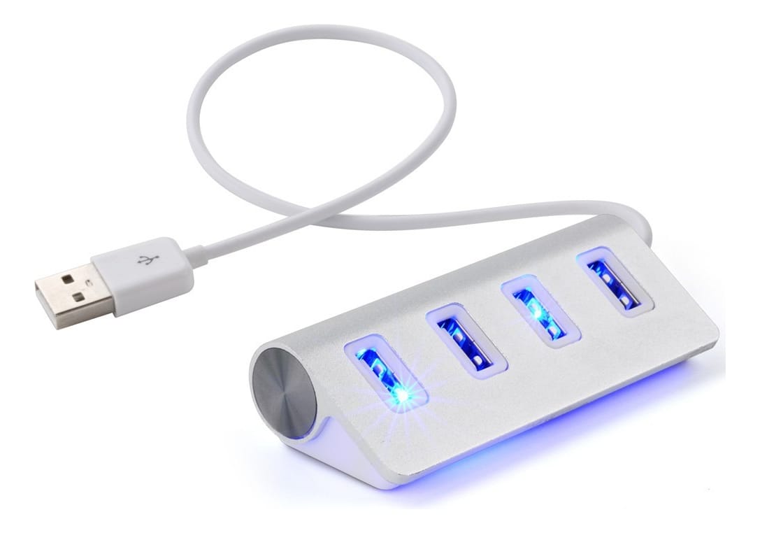 Hub Usb 3.0 De Aluminio 4 Puertos Premium Con Cable Blindado