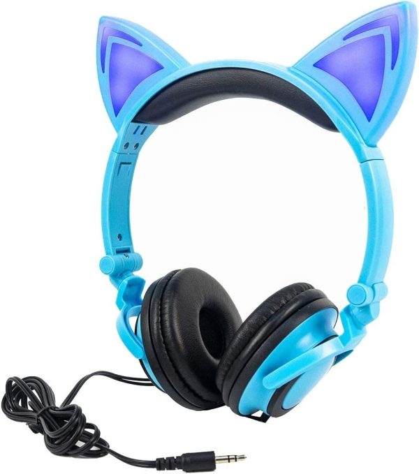 Auricular Vincha Niños Con Orejas De Gato Luces Led Colores