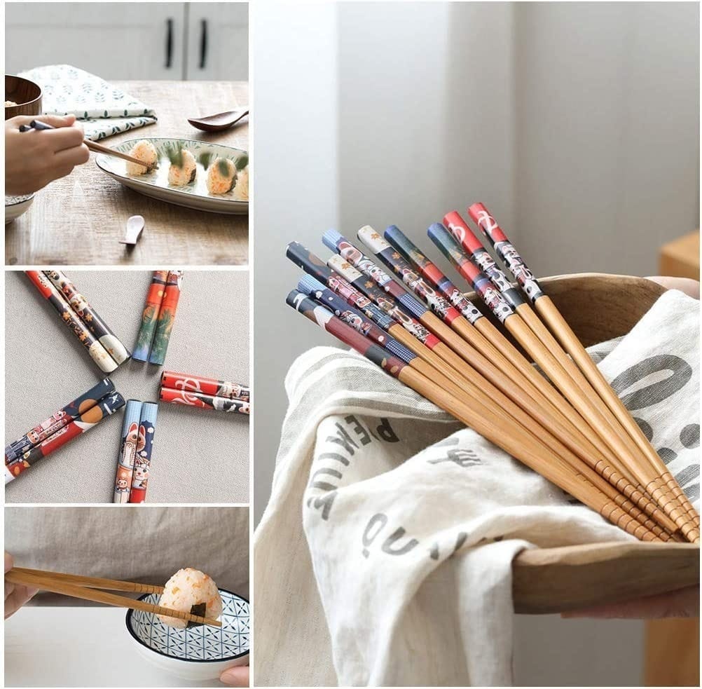 Palitos De Sushi Re-utilizables Bambú Pack X 10 Pares - Imagen 7