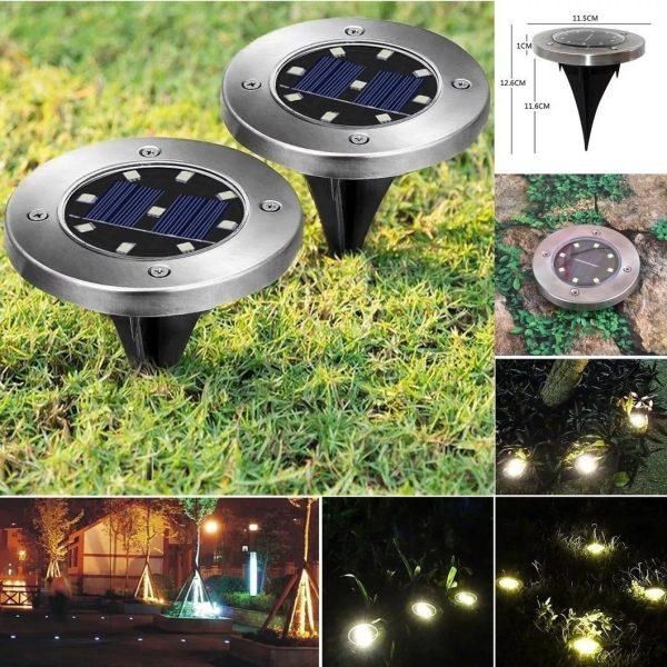 Foco Luz 8 Led Solar Con Sensor Acero Inoxidable X4 Unidades - Imagen 2