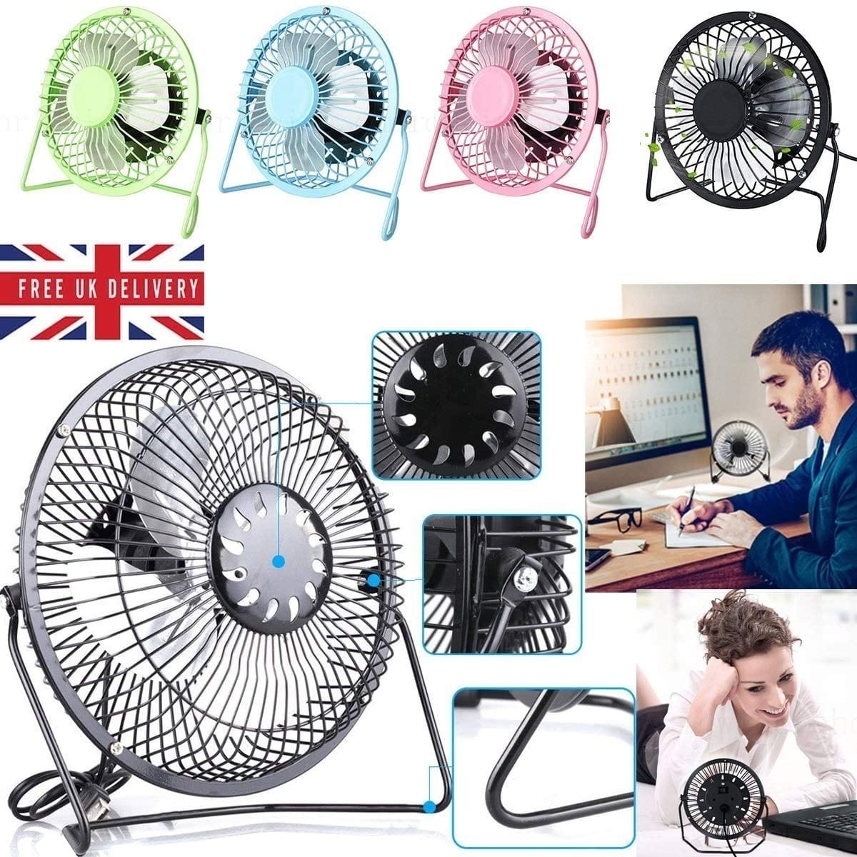 Mini Ventilador Usb De Metal Ideal Oficina Hogar Escritorio - Imagen 2