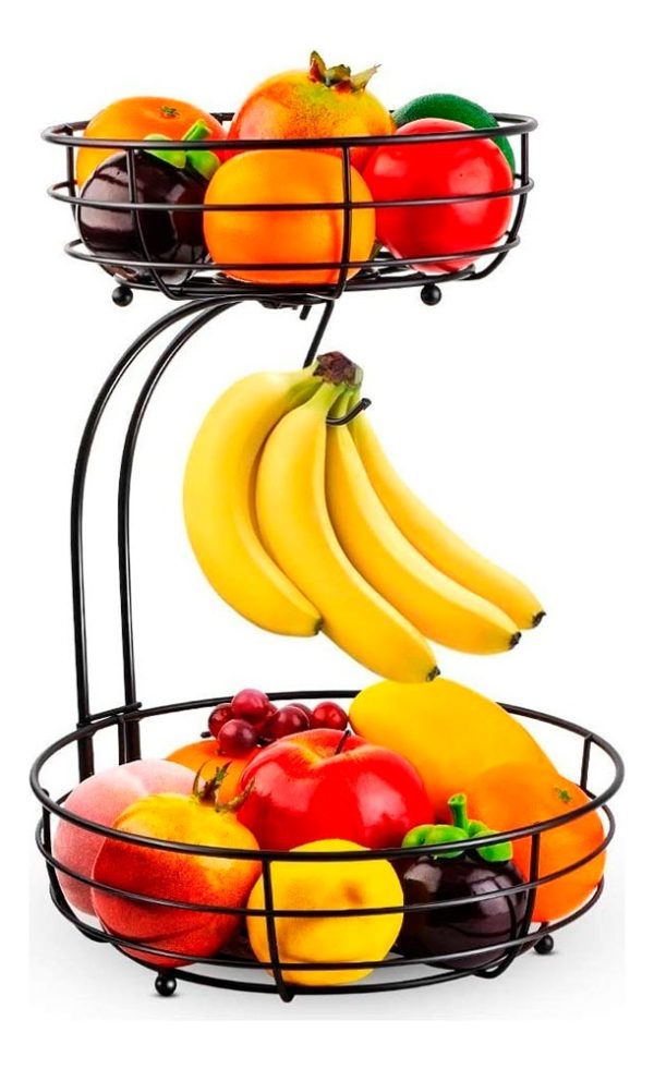 Cesta Frutero 2 Niveles Y Percha Para Banana 38 Cm Alto