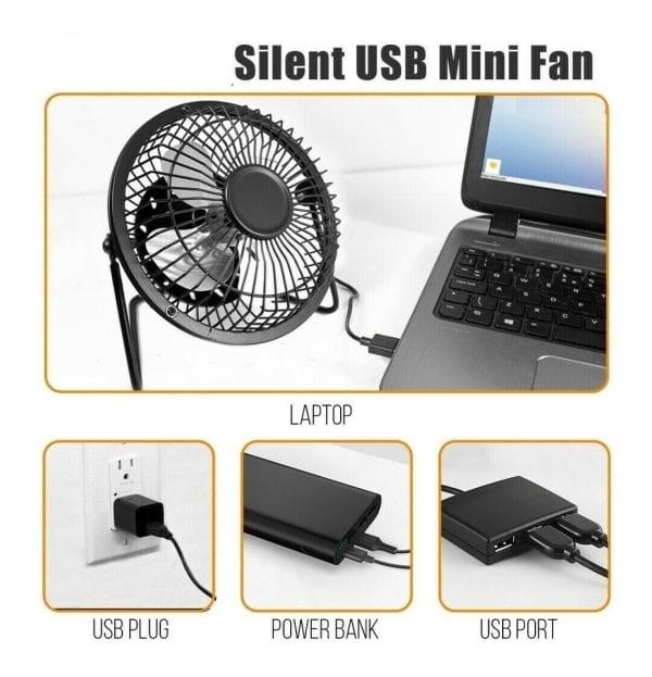 Mini Ventilador Usb De Metal Ideal Oficina Hogar Escritorio - Imagen 5