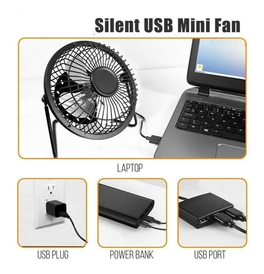 Mini Ventilador Usb De Metal Ideal Oficina Hogar Escritorio - Imagen 5