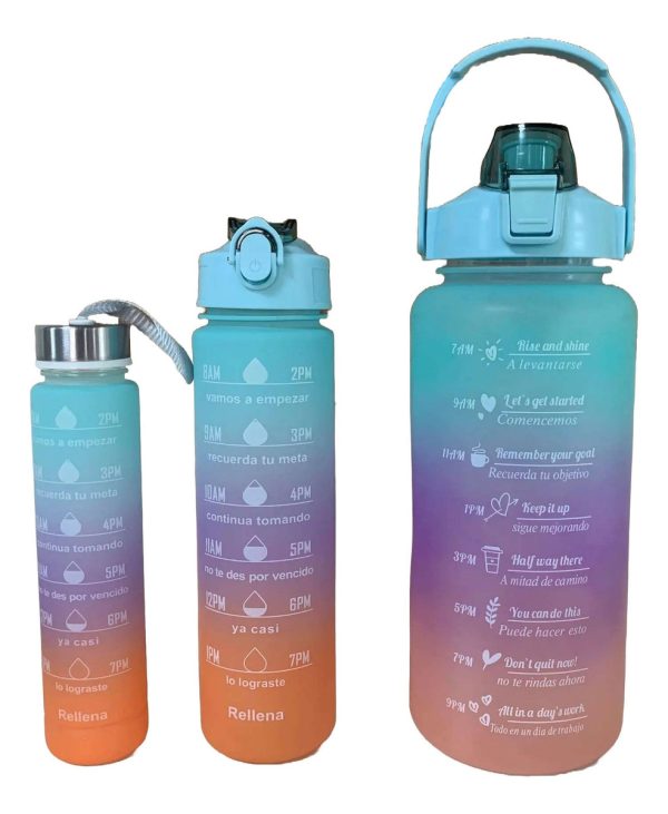 Kit Botellas Set X3 Agua Motivacional Frases Termo 2l Color - Imagen 9