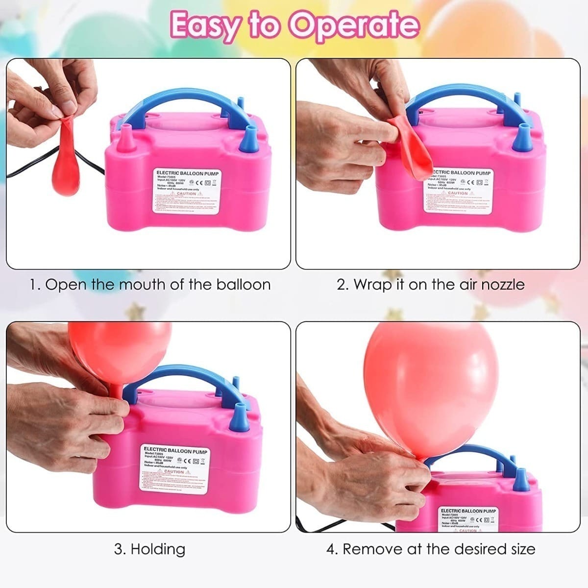 Inflador Globos Eléctrico Compresor 600w 2 Inyectores Fiesta - Imagen 5