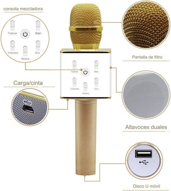 Microfono Inalambrico Bluetooth Parlante Karaoke Juguete - Imagen 7