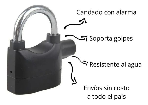 Candado Para Bicicleta O Moto Con Llaves Y Alarma Anti Robo - Imagen 3