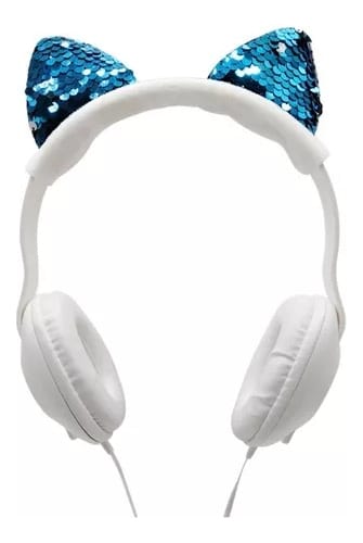 Auricular Vincha Para Niños Con Orejas Brillantes Azul