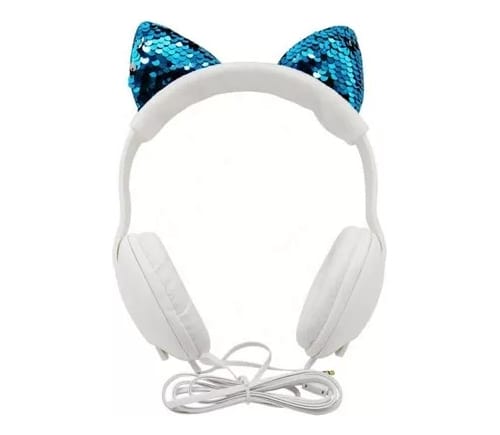 Auricular Vincha Para Niños Con Orejas Brillantes Azul - Imagen 4