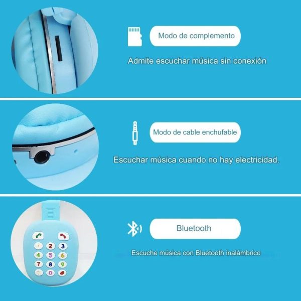 Auricular Bluetooth Forma Telefono Vincha Inalambrico Niños - Imagen 5