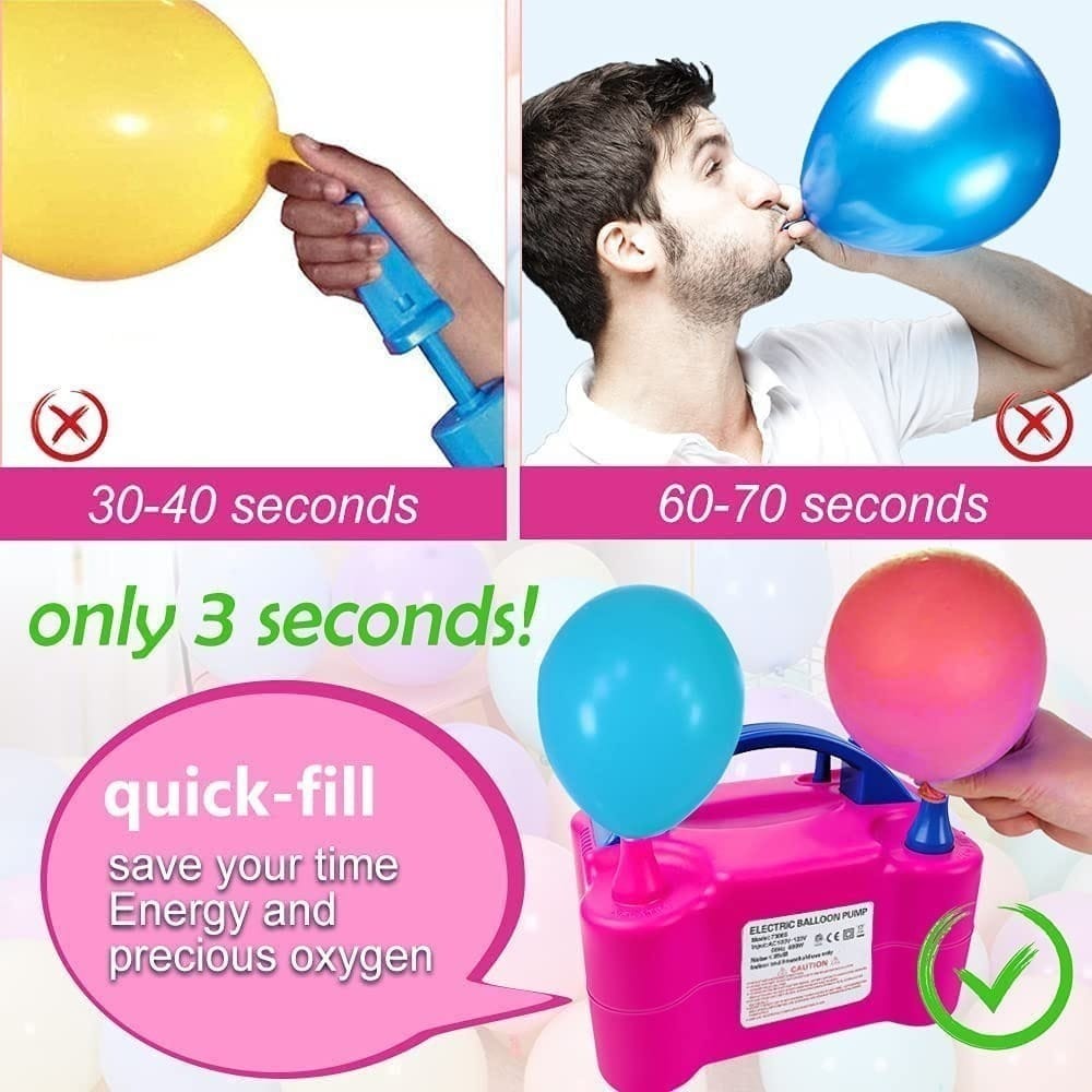 Inflador Globos Eléctrico Compresor 600w 2 Inyectores Fiesta - Imagen 4