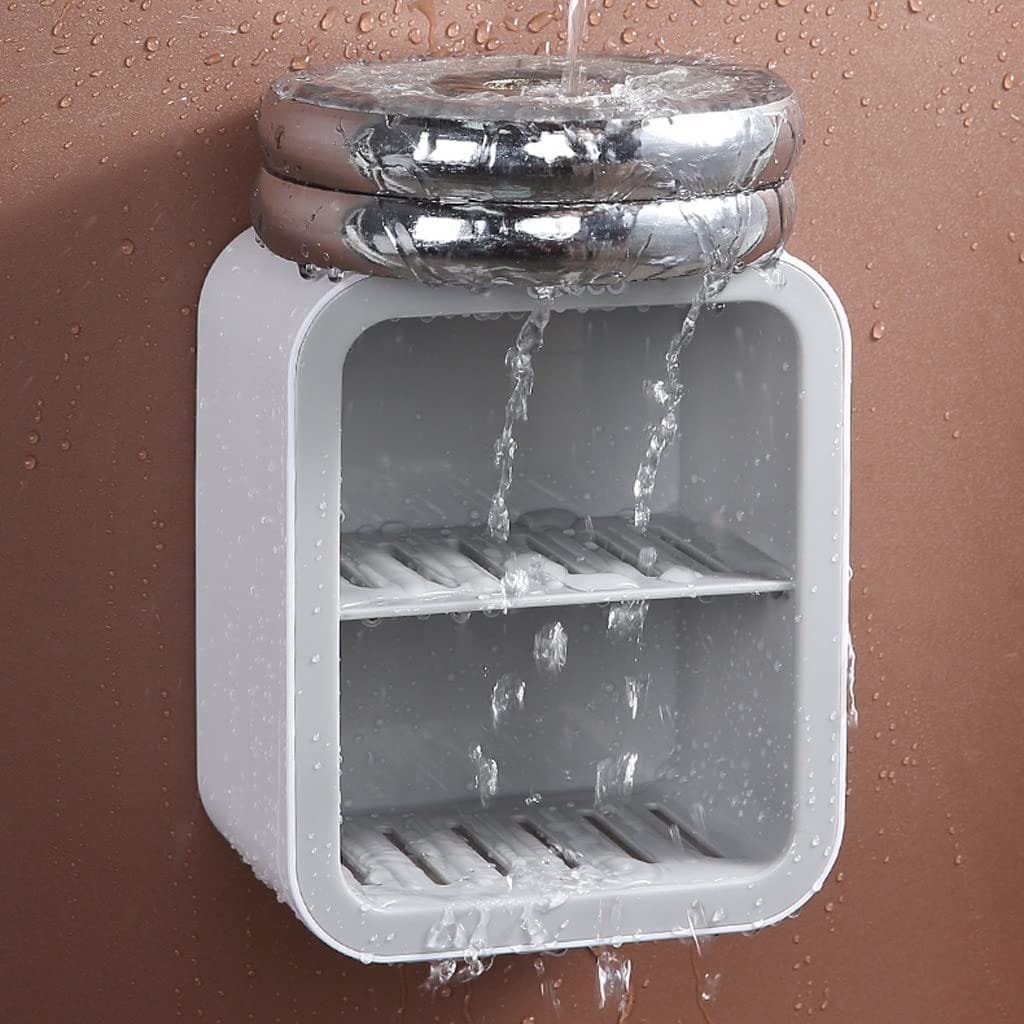 Estante Baño Jabonera 2 Niveles Doble Piso Pared Con Drenaje - Imagen 3