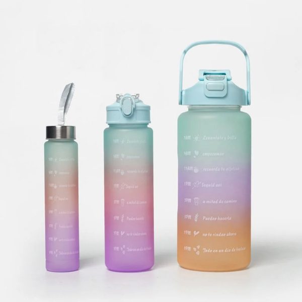 Kit Botellas Set X3 Agua Motivacional Frases Termo 2l Color - Imagen 4