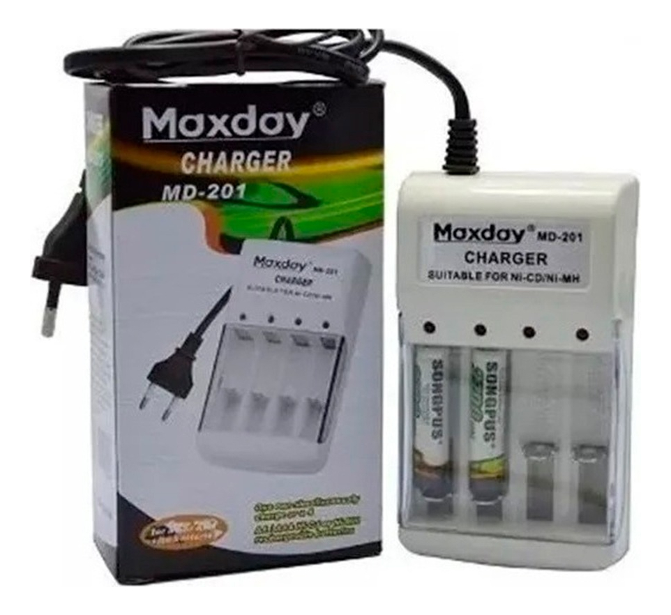 Cargador De Pilas Recargables A Cable Aa/aaa Capacidad De 4