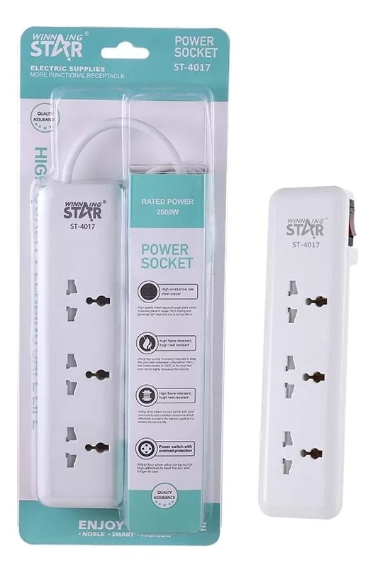 Zapatilla Electrica Universal 3 Tomas Winning Star 3 Metros