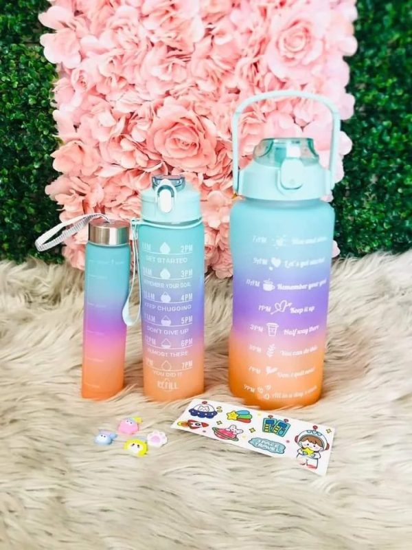 Kit Botellas Set X3 Agua Motivacional Frases Termo 2l Color - Imagen 2