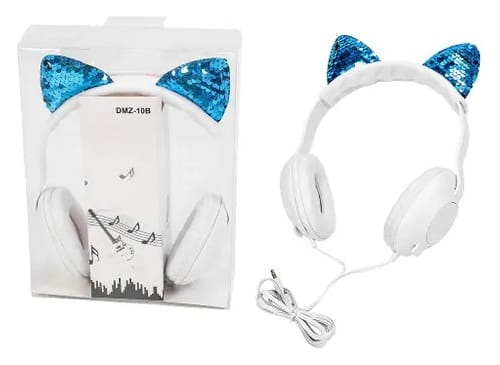 Auricular Vincha Para Niños Con Orejas Brillantes Azul - Imagen 2