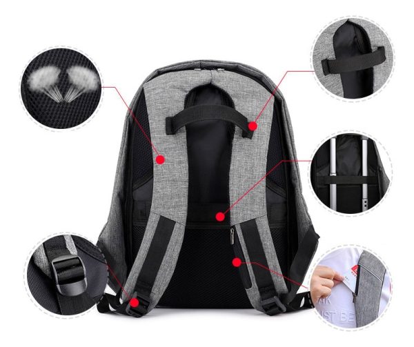 Mochila Ejecutiva Minimalista Porta Laptop Con Puerto Usb - Imagen 4