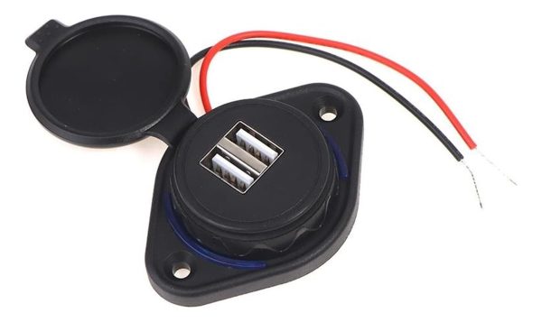 Cargador De Puerto Usb Dual Auto Motocicleta Buses Con Tapa