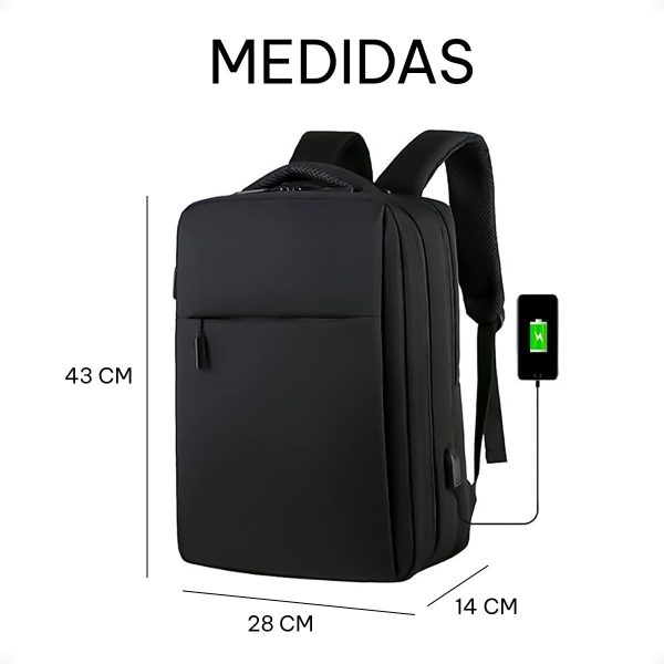 Mochila Para Notebook Impermeable Con Puerto Usb Anti Robo - Imagen 12