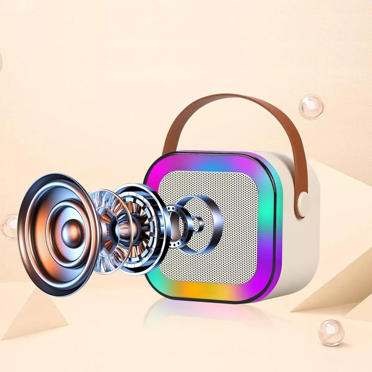 Mini Parlante Microfono Inalambrico Karaoke Led Bluetooth - Imagen 4
