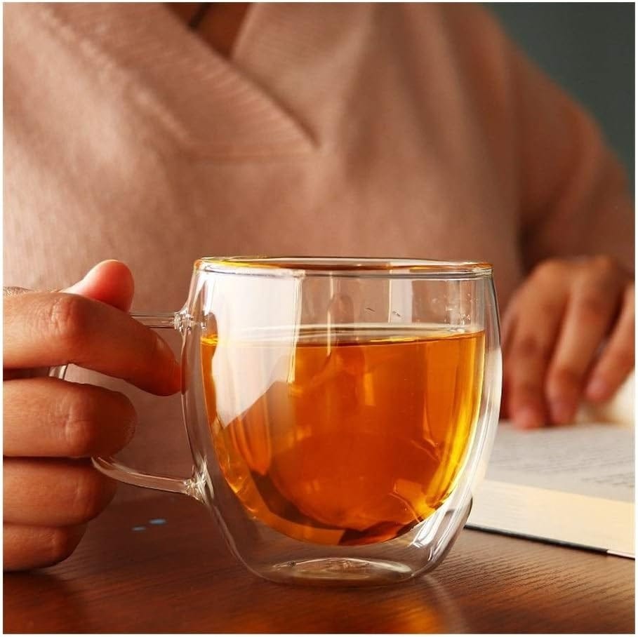 Taza Vidrio Doble Pared 250 Ml Café Té Aislante Frio Calor - Imagen 2