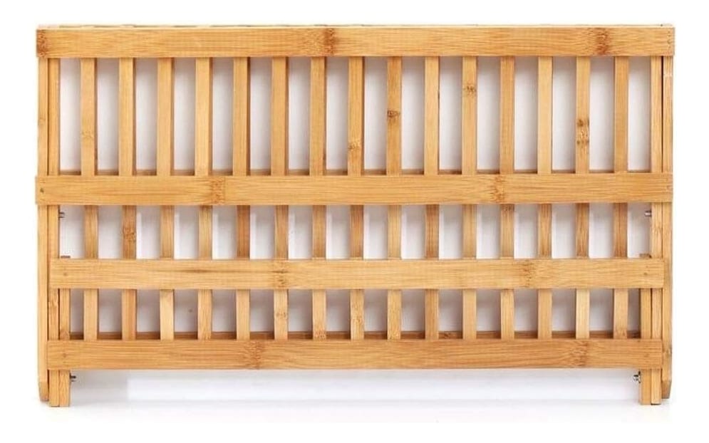 Escurridor De Platos Plegable De Bambú 2 Niveles Para Mesada - Imagen 8