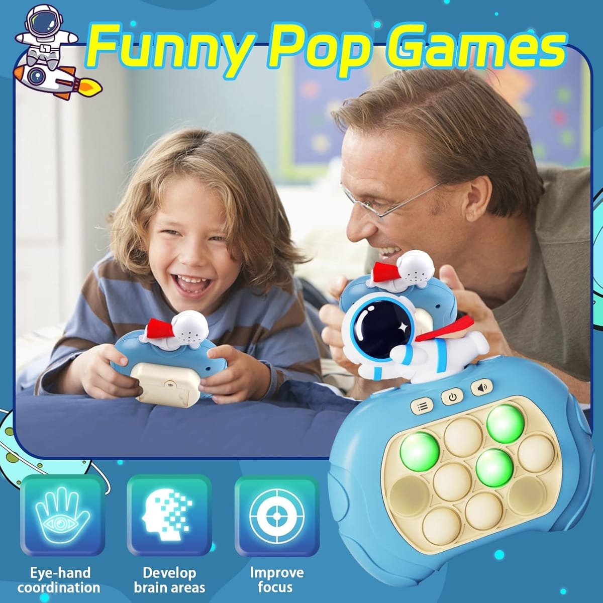 Juego Fidget Pop It Electrónico Astronauta Antiestrés Niños - Imagen 2