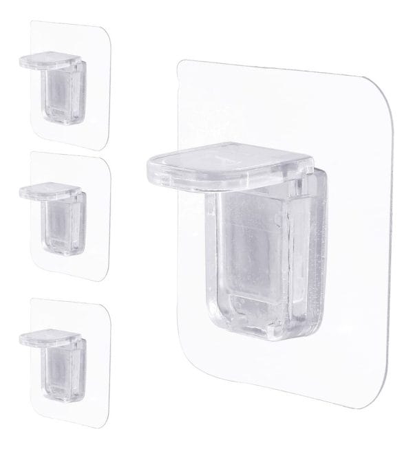 Soporte Plastico Para Estantes Set X4 Piezas Clips Adhesivo