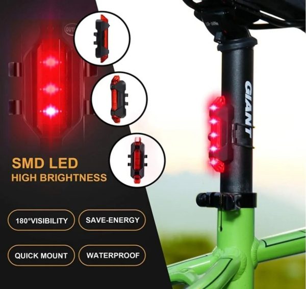 Kit Luces Led Bicicleta Delantera Y Trasera Recargables Usb - Imagen 7