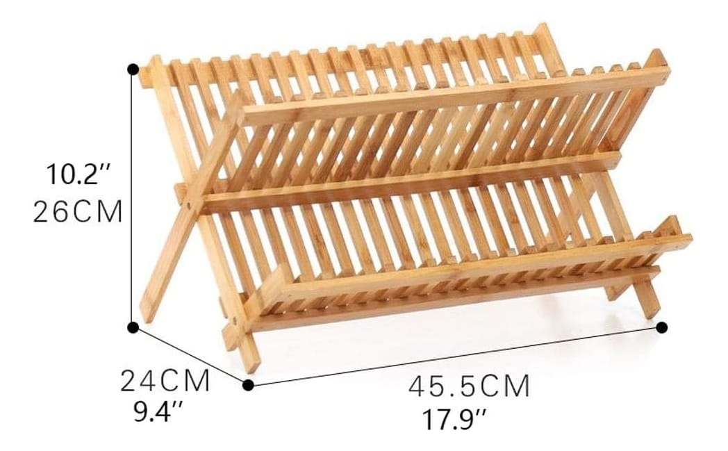 Escurridor De Platos Plegable De Bambú 2 Niveles Para Mesada - Imagen 7