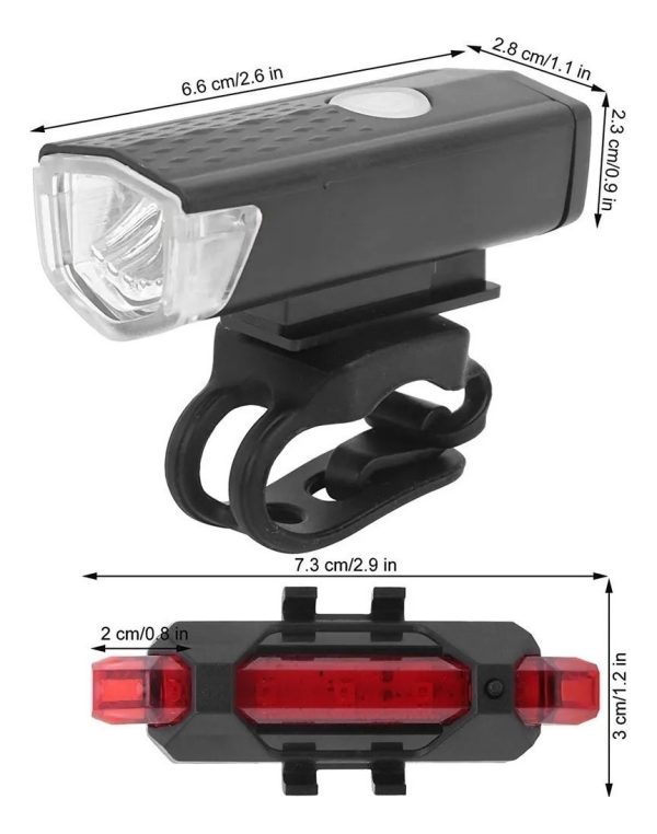 Kit Luces Led Bicicleta Delantera Y Trasera Recargables Usb - Imagen 5