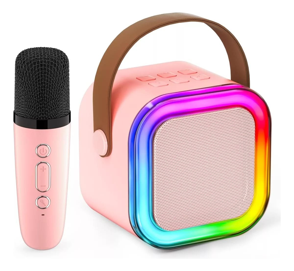 Mini Parlante Microfono Inalambrico Karaoke Led Bluetooth