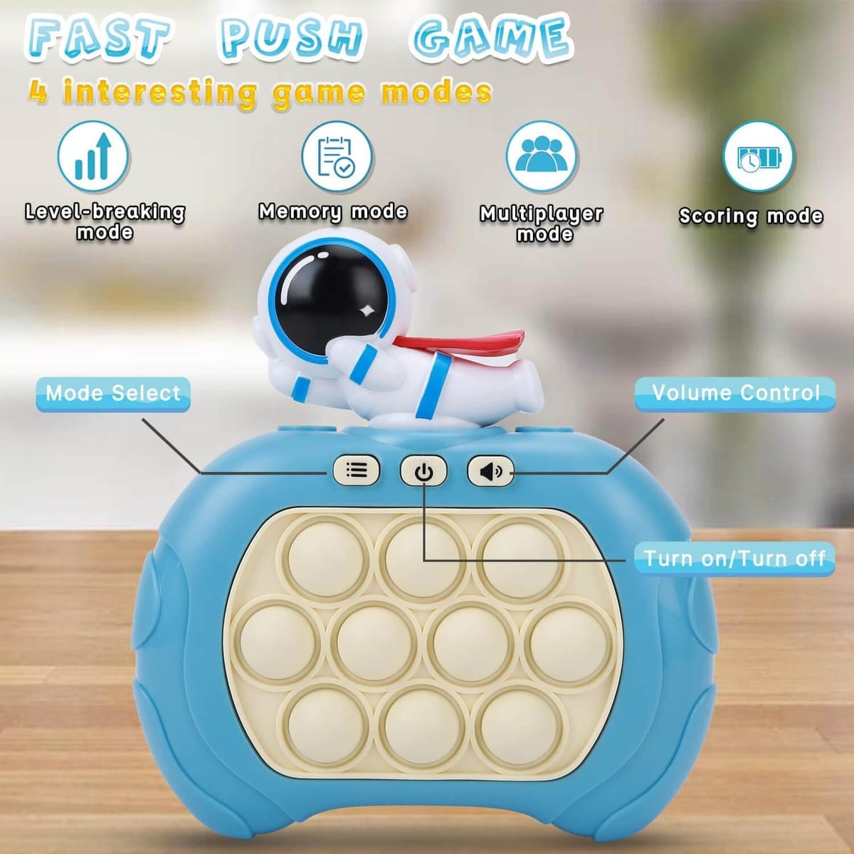 Juego Fidget Pop It Electrónico Astronauta Antiestrés Niños - Imagen 6